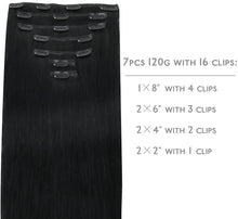 Load image into Gallery viewer, Clip In Human Remy Hair Extensions ,Double Weft, 100g 7 Pcs