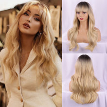 Load image into Gallery viewer, (De-c50)(Dark Brown) - Brown Wigs Long Wavy Wigs with Bangs for Women Natural Looking Full Wigs Heat Resistant Synthetic Wigs for Daily Party Cosplay Wear