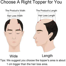 Load image into Gallery viewer, Men's Wigs 100% Real Human Hair Topper Toupee Clip Hairpiece for men Monofilament Hair Topper Natural Hairline Replacement Systems Hairpiece (13cmx14cm)