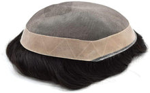 Load image into Gallery viewer, Men's Toupee Poly coating Human Hair Wigs Durable Hairpieces Systems ( Black-140% Medium Density)