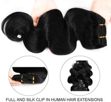 Load image into Gallery viewer, Clip in Remy Human Hair Extensions for Woman, Body Wave 100g ,7 Pieces ,16 Clips -وصلات شعر بشري ريمي للنساء ، موجة الجسم 100 جرام ، 7 قطع ، 16 مشابك