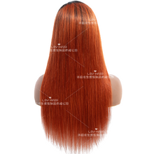 Load image into Gallery viewer, Orange Gradient Human Hair Wig with 13x4 Lace Front-شعر مستعار بشري برتقالي متدرج مع جبهة دانتيل 13x4