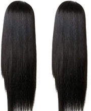 Load image into Gallery viewer, Estelle Long Straight Remy Hair Wigs Natural Black Heat Resistant Fiber Hair Full Machine Wig with Bangs Cosplay Party Wig For Fashion Women