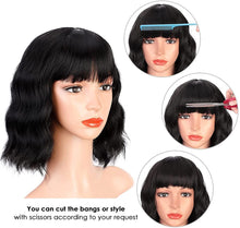 Load image into Gallery viewer, Estelle Fiber Heat Resistant Wig, Nature looking ,Curl, Bodywave, Straight, long, Short, Black, Brown, for Cosplay Daily Party Use Synthetic Hair Replacement Wig For Fashion Women (Short Black)