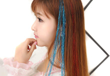 Load image into Gallery viewer, Eestelle 44Inches multi Color Tinsel Hair Extensions, 3300 Strands Fairy Hair Kit With Tool, Heat Resistant Glitter Sparkling Shiny Hair Extensions Accessories