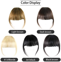 Load image into Gallery viewer, Estelle Natural Real Human Hair Flat Bangs Hand Tied Bangs Fashion Clip in Hair Extension Estelle شعر طبيعي حقيقي بشري مسطح الانفجارات مشبك أنيق في إطالة الشعر
