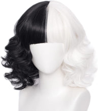 Load image into Gallery viewer, Estelle Black and White Wig Wavy Synthetic Wigs For Women Full Bang Heat Resistant Wig