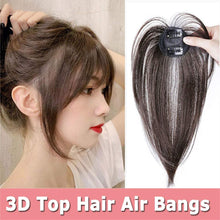 Load image into Gallery viewer, Estelle 3D Large Hair Bangs Clip 100 Natural Human Faux Bangs Clip on Bangs for Daily Wear Lightly Curved Black مشبك الانفجارات الكبيرة ثلاثية الأبعاد من Estelle ، 100 غرة طبيعية بشرية ، مشبك على الانفجارات للارتداء اليومي باللون الأسود المنحني قليلاً