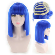 Load image into Gallery viewer, Eestelle 14" Women Straight Bob Wig Women Wigs with Bangs Synthetic Party Halloween Wigs multicolor-Eestelle 14 "باروكة مستقيمة بوب للنساء باروكات شعر مستعار صناعي لحفلات الهالوين متعدد الألوان
