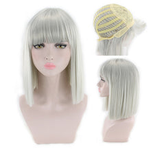 Load image into Gallery viewer, Eestelle 14" Women Straight Bob Wig Women Wigs with Bangs Synthetic Party Halloween Wigs multicolor-Eestelle 14 "باروكة مستقيمة بوب للنساء باروكات شعر مستعار صناعي لحفلات الهالوين متعدد الألوان