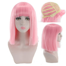 Load image into Gallery viewer, Eestelle 14" Women Straight Bob Wig Women Wigs with Bangs Synthetic Party Halloween Wigs multicolor-Eestelle 14 "باروكة مستقيمة بوب للنساء باروكات شعر مستعار صناعي لحفلات الهالوين متعدد الألوان