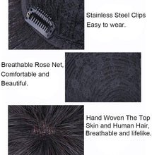 Load image into Gallery viewer, Men's Wigs 100% Real Human Hair Topper Toupee Clip Hairpiece for men Monofilament Hair Topper Natural Hairline Replacement Systems Hairpiece (13cmx14cm)