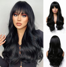 Load image into Gallery viewer, (De-c50)(Dark Brown) - Brown Wigs Long Wavy Wigs with Bangs for Women Natural Looking Full Wigs Heat Resistant Synthetic Wigs for Daily Party Cosplay Wear