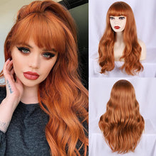 Load image into Gallery viewer, (De-c50)(Dark Brown) - Brown Wigs Long Wavy Wigs with Bangs for Women Natural Looking Full Wigs Heat Resistant Synthetic Wigs for Daily Party Cosplay Wear
