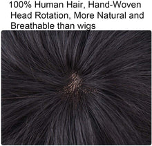 Load image into Gallery viewer, Men's Wigs 100% Real Human Hair Topper Toupee Clip Hairpiece for men Monofilament Hair Topper Natural Hairline Replacement Systems Hairpiece (13cmx14cm)