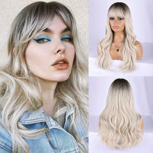 Load image into Gallery viewer, (De-c50)(Dark Brown) - Brown Wigs Long Wavy Wigs with Bangs for Women Natural Looking Full Wigs Heat Resistant Synthetic Wigs for Daily Party Cosplay Wear