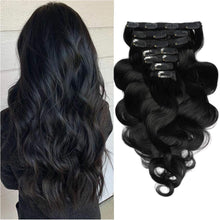 Load image into Gallery viewer, Clip in Remy Human Hair Extensions for Woman, Body Wave 100g ,7 Pieces ,16 Clips -وصلات شعر بشري ريمي للنساء ، موجة الجسم 100 جرام ، 7 قطع ، 16 مشابك