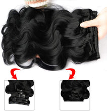 Load image into Gallery viewer, Clip in Remy Human Hair Extensions for Woman, Body Wave 100g ,7 Pieces ,16 Clips -وصلات شعر بشري ريمي للنساء ، موجة الجسم 100 جرام ، 7 قطع ، 16 مشابك