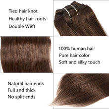 将图片加载到图库查看器,Straight Hair Extensions Clip In Human Hair Double Weft Dark Brown/Jet Black/Nature Black Clip on Hair Extensions Remy Human Hair Thick for Black Woman 100g 8Pcs/Lot