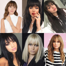 Load image into Gallery viewer, Estelle Natural Real Human Hair Flat Bangs Hand Tied Bangs Fashion Clip in Hair Extension Estelle شعر طبيعي حقيقي بشري مسطح الانفجارات مشبك أنيق في إطالة الشعر