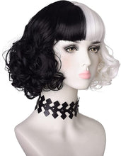 Load image into Gallery viewer, Estelle Black and White Wig Wavy Synthetic Wigs For Women Full Bang Heat Resistant Wig