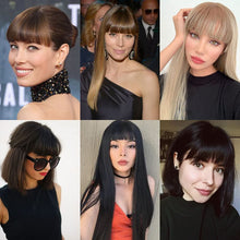 Load image into Gallery viewer, Estelle Natural Real Human Hair Flat Bangs Hand Tied Bangs Fashion Clip in Hair Extension Estelle شعر طبيعي حقيقي بشري مسطح الانفجارات مشبك أنيق في إطالة الشعر