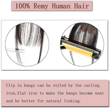 Load image into Gallery viewer, Wispy Human Hair Clip In Air Bangs, Extensions for Women Fake Air Bangs-مشبك شعر بشري ناعم في الانفجارات الهوائية ، وصلات شعر مزيفة للنساء