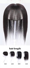 Load image into Gallery viewer, Clip In Human Hair Top Hairpiece with fringe , Women Crown Toupee for Thinning Hair Natural Black 7x10cm-مشبك شعر بشري علوي مع هامش ، شعر مستعار نسائي على شكل تاج لترقيق الشعر الطبيعي الأسود 7x10 سم
