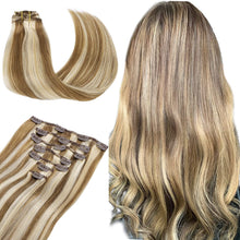 Load image into Gallery viewer, Clip In Human Remy Hair Extensions ,Double Weft, 100g 7 Pcs