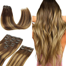 Load image into Gallery viewer, Clip In Human Remy Hair Extensions ,Double Weft, 100g 7 Pcs