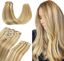 Load image into Gallery viewer, Clip In Human Remy Hair Extensions ,Double Weft, 100g 7 Pcs