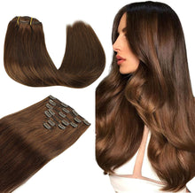 Load image into Gallery viewer, Clip In Human Remy Hair Extensions ,Double Weft, 100g 7 Pcs