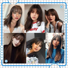 Load image into Gallery viewer, Estelle 3D Large Hair Bangs Clip 100 Natural Human Faux Bangs Clip on Bangs for Daily Wear Lightly Curved Black مشبك الانفجارات الكبيرة ثلاثية الأبعاد من Estelle ، 100 غرة طبيعية بشرية ، مشبك على الانفجارات للارتداء اليومي باللون الأسود المنحني قليلاً