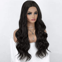 Load image into Gallery viewer, Estelle Lace Front Wigs Black 24 Inches Long Wavy Synthetic Wigs for Black Women Estelle الدانتيل الجبهة الباروكات الأسود 24 بوصة طويل مموج الاصطناعية الباروكات للنساء السود