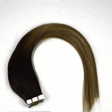 Load image into Gallery viewer, Gradient Long Straight Seamless Human Hair Tape In Extension, Bark Brown To Blond شريط شعر بشري متدرج طويل مستقيم غير ملحوم في التمديد ، لحاء بني إلى أشقر