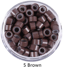 Load image into Gallery viewer, Silicone Lined Micro Links Rings Beads Hair Feather Extensions 5.0x3.0x3.0 mm Hair Beads وصلات صغيرة مبطنة بالسيليكون وصلات خرز وصلات شعر وصلات شعر 5.0x3.0x3.0 ملم خرز شعر