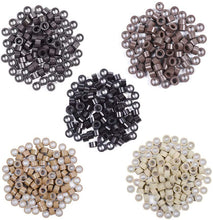 Load image into Gallery viewer, Silicone Lined Micro Links Rings Beads Hair Feather Extensions 5.0x3.0x3.0 mm Hair Beads وصلات صغيرة مبطنة بالسيليكون وصلات خرز وصلات شعر وصلات شعر 5.0x3.0x3.0 ملم خرز شعر