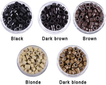 Load image into Gallery viewer, Silicone Lined Micro Links Rings Beads Hair Feather Extensions 5.0x3.0x3.0 mm Hair Beads وصلات صغيرة مبطنة بالسيليكون وصلات خرز وصلات شعر وصلات شعر 5.0x3.0x3.0 ملم خرز شعر
