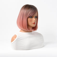 Load image into Gallery viewer, Estelle Cross Border Short Straight Hair BOBO Pink Highlights Female Chemical Fiber Rose Net Wig