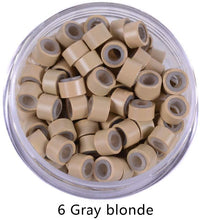 Load image into Gallery viewer, Silicone Lined Micro Links Rings Beads Hair Feather Extensions 5.0x3.0x3.0 mm Hair Beads وصلات صغيرة مبطنة بالسيليكون وصلات خرز وصلات شعر وصلات شعر 5.0x3.0x3.0 ملم خرز شعر