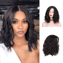 Load image into Gallery viewer, Synthetic Black Short Curve Synthetic Hair Wigs -أسود قصير منحنى الاصطناعية باروكات الشعر الاصطناعية