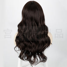 Load image into Gallery viewer, Estelle Long Bodywave Fiber Wig Headgear With Bangs , Long Curly Hair Brown Wig