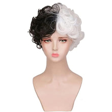 Load image into Gallery viewer, Estelle Black and White Wig Wavy Synthetic Wigs For Women Full Bang Heat Resistant Wig