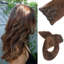 Load image into Gallery viewer, Clip In Human Remy Hair Extensions ,Double Weft, 100g 7 Pcs