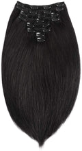 将图片加载到图库查看器,Straight Hair Extensions Clip In Human Hair Double Weft Dark Brown/Jet Black/Nature Black Clip on Hair Extensions Remy Human Hair Thick for Black Woman 100g 8Pcs/Lot