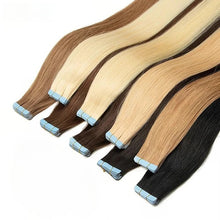 Load image into Gallery viewer, e estelle Nature Hair Extension Tape in,Remy Human Hair Tape In Extention Seamless Skin Weft Straight Real Hair Tape in Extensions (Jet Black 01, 16 in)

