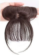 Load image into Gallery viewer, 3D Large Hair Bangs Clip 100 Natural Human Faux Bangs Clip on Bangs for Daily Wear Lightly Curved
