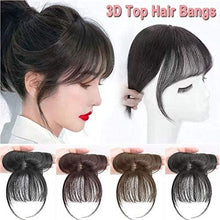 Load image into Gallery viewer, 3D Large Hair Bangs Clip 100 Natural Human Faux Bangs Clip on Bangs for Daily Wear Lightly Curved
