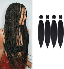 Load image into Gallery viewer, e estelle Braid Stretched Hair Extension Braiding Hair Braid Professional Hair Yaki Synthetic Hair 26 Inch (4pcs/park, black)
