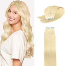 Load image into Gallery viewer, e estelle Nature Hair Extension Tape in,Remy Human Hair Tape In Extention Seamless Skin Weft Straight Real Hair Tape in Extensions (Jet Black 01, 16 in)
